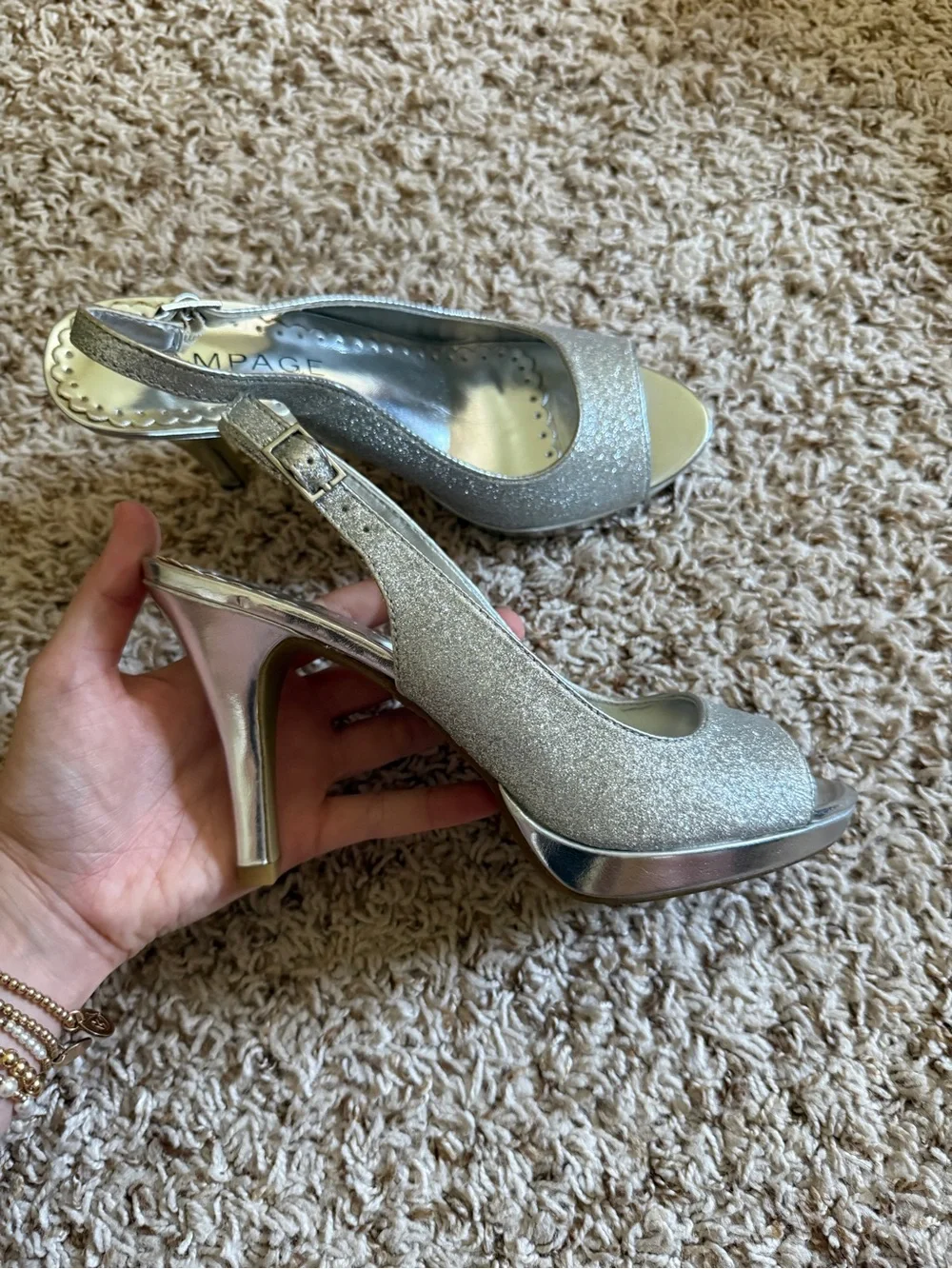 Rampage Silver Glitter Heels